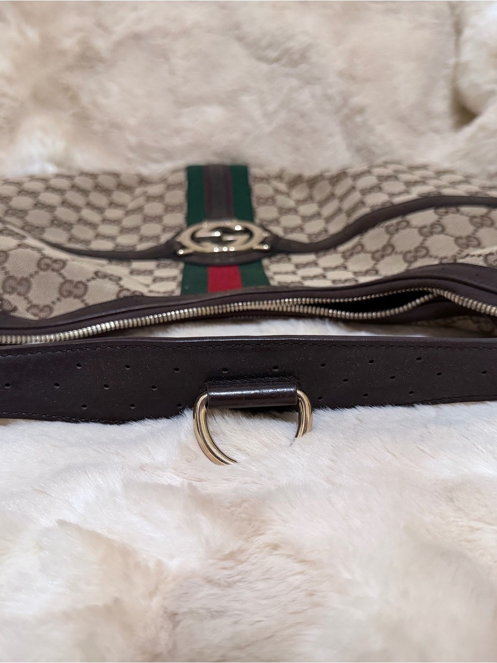 Gucci Beige GG Canvas Hobo with Green and Red Web Stripe - Picture 8 of 12